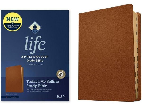 Produktbild: KJV Life Application Study Bible, Third Edition (Genuine Leather, Brown, Indexed, Red Letter)