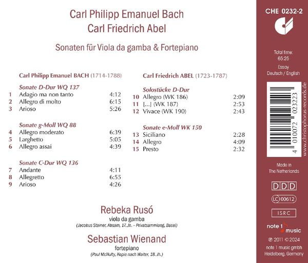 Produktbild: Carl Philipp Emanuel Bach/Carl Friedrich Abel: Son