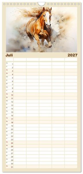Produktbild: Familienplaner 2027 - Kraftpakete in Aquarell mit 5 Spalten (Wandkalender, 21 x 45 cm) CALVENDO