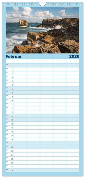 Produktbild: Familienplaner 2026 - Portugals Atlantikk&uuml;ste mit 5 Spalten (Wandkalender, 21 x 45 cm) CALVENDO