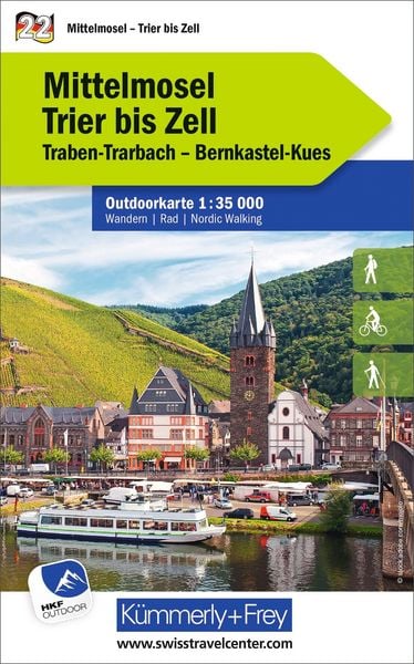 Produktbild: K&uuml;mmerly+Frey Outdoorkarte Deutschland 22 Mittelmosel, Trier bis Zell 1:35.000