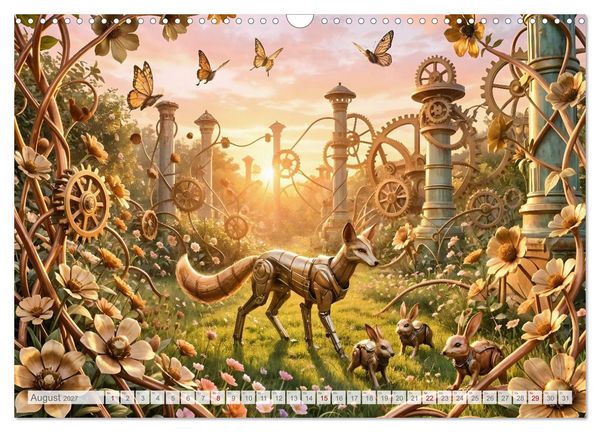 Produktbild: Der Garten der stillen Zahnr&auml;der - Ein Jahr zwischen Bl&uuml;ten, Mechanik und leiser Magie (Wandkalender 2027 DIN A3 quer), CALVENDO Monatskalender