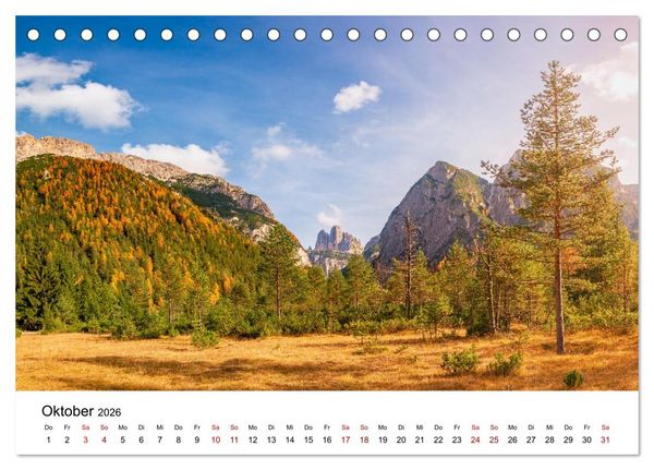 Produktbild: Dolomiten, Drei Zinnen Naturpark: Alpenlandschaften (Tischkalender 2026 DIN A5 quer), CALVENDO Monatskalender