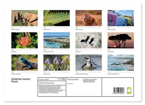 Produktbild: S&uuml;dafrika Garden Route (hochwertiger Premium Wandkalender 2026 DIN A2 quer), Kunstdruck in Hochglanz