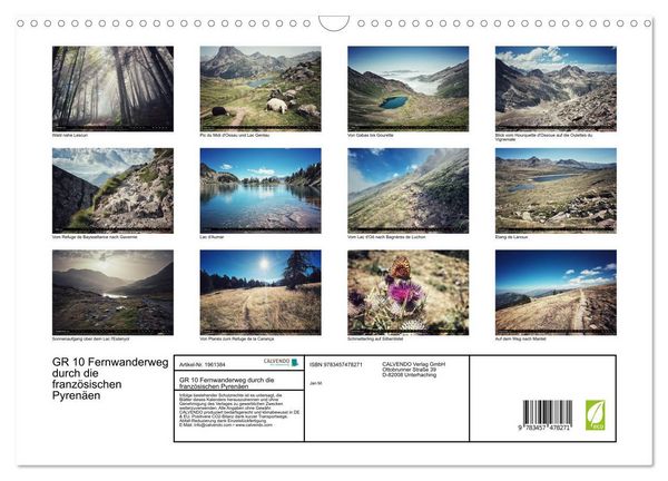 Produktbild: GR 10 Fernwanderweg durch die franz&ouml;sischen Pyren&auml;en (Wandkalender 2026 DIN A3 quer), CALVENDO Monatskalender