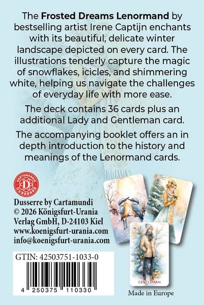 Produktbild: Frosted Dreams Lenormand - 38 farbige Lenormand-Karten und ein 68-seitiges Booklet in Faltschachtel