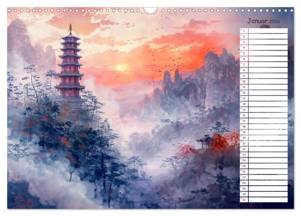 Produktbild: Chinas Harmonie - Terminplaner mit Landschaften und Symbolen (Wandkalender 2026 DIN A3 quer), CALVENDO Monatskalender