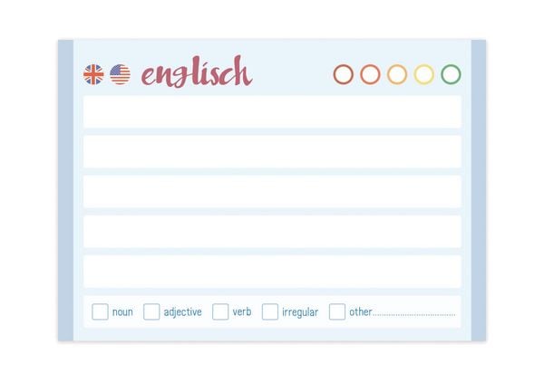 Produktbild: Vokabel-Karten Englisch 100 St&uuml;ck A8, Standard einzeln