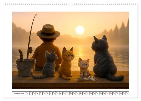 Produktbild: Katzen w&uuml;rden Fische kaufen (hochwertiger Premium Wandkalender 2026 DIN A2 quer), Kunstdruck in Hochglanz