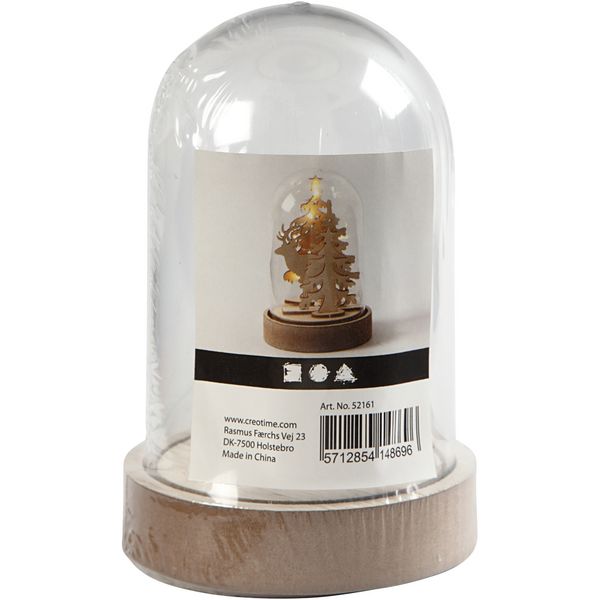 Produktbild: Creativ Company Plastikglas Glocke auf Holzfu&szlig;, H 12,5 cm, D 8 cm
