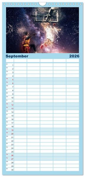 Produktbild: Familienplaner 2026 - Basketball extrem mit 5 Spalten (Wandkalender, 21 x 45 cm) CALVENDO