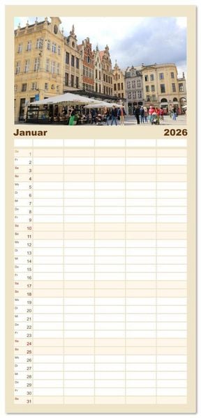 Produktbild: Familienplaner 2026 - Bezauberndes L&ouml;wen in Belgien mit 5 Spalten (Wandkalender, 21 x 45 cm) CALVENDO