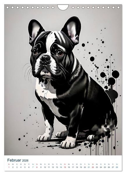 Produktbild: Franz&ouml;sische Bulldoggen. Kunstvoll gestaltete Portraits (Wandkalender 2026 DIN A4 hoch), CALVENDO Monatskalender