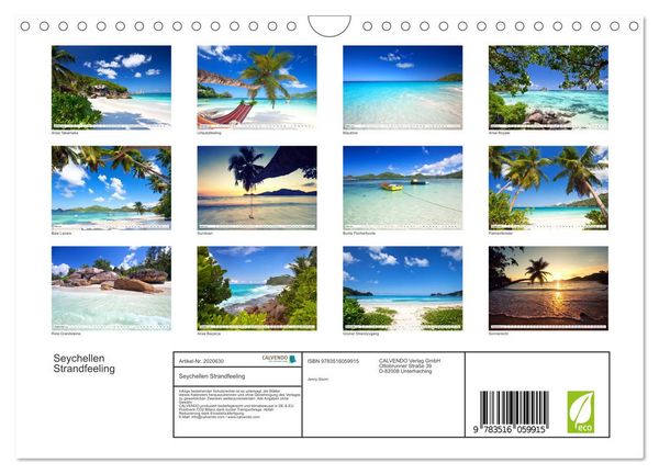 Produktbild: Seychellen Strandfeeling (Wandkalender 2026 DIN A4 quer), CALVENDO Monatskalender