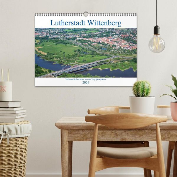 Produktbild: Lutherstadt Wittenberg - Stadt der Reformation aus der Vogelperspektive (Wandkalender 2026 DIN A3 quer), CALVENDO Monatskalender