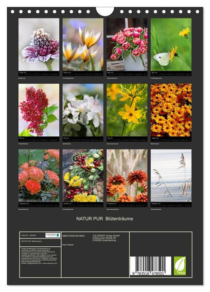Produktbild: NATUR PUR Bl&uuml;tentr&auml;ume (Wandkalender 2026 DIN A4 hoch), CALVENDO Monatskalender