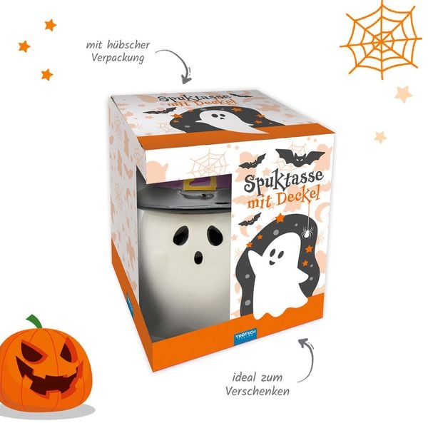 Produktbild: Tr&ouml;tsch Spuktasse mit Deckel Gespenst Keramiktasse Halloween