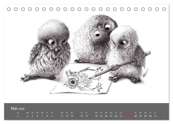 Produktbild: owls & friends 2026 (Tischkalender 2026 DIN A5 quer), CALVENDO Monatskalender