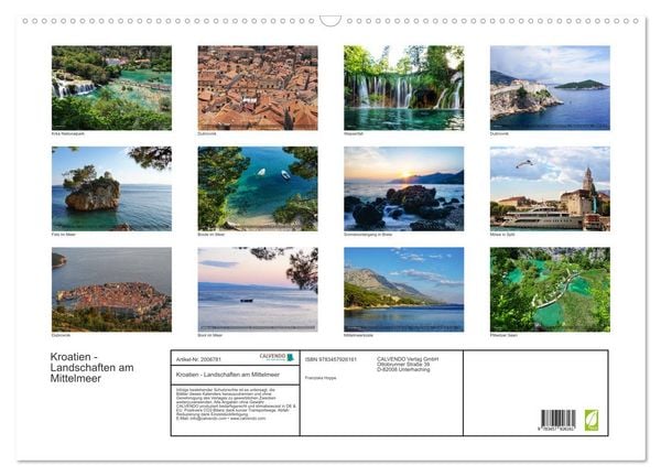 Produktbild: Kroatien - Landschaften am Mittelmeer (Wandkalender 2026 DIN A2 quer), CALVENDO Monatskalender