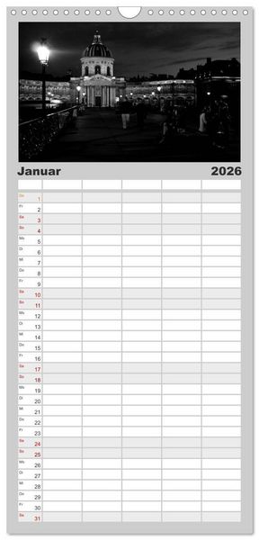 Produktbild: Familienplaner 2026 - BLACK 'N WHITE mit 5 Spalten (Wandkalender, 21 x 45 cm) CALVENDO