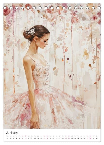 Produktbild: Ballerinas in Aquarell (Tischkalender 2026 DIN A5 hoch), CALVENDO Monatskalender