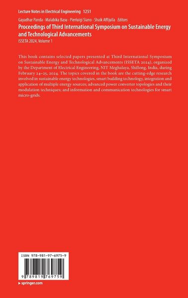 Produktbild: Proceedings of Third International Symposium on Sustainable Energy and Technological Advancements