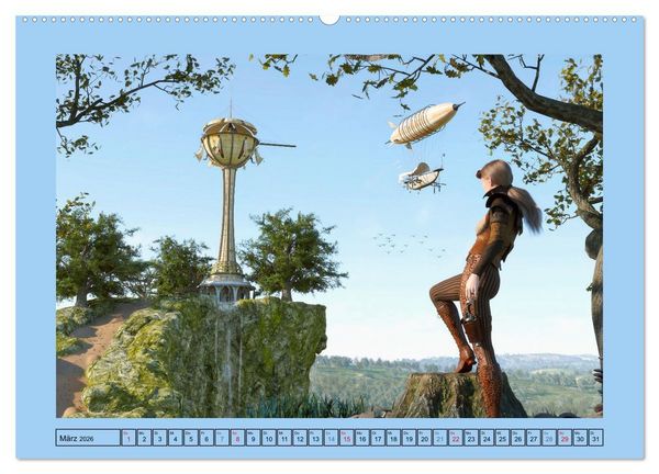 Produktbild: Steampunk Luftschiffe (hochwertiger Premium Wandkalender 2026 DIN A2 quer), Kunstdruck in Hochglanz