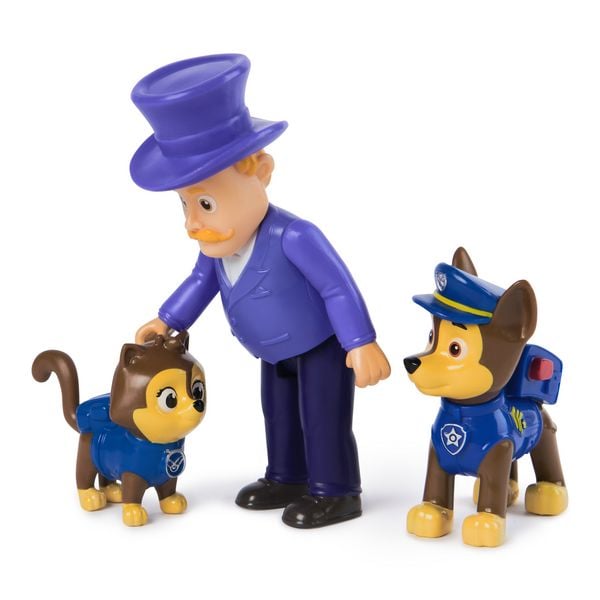 Produktbild: PAW Patrol Hero Pups Actionfiguren-Set mit Chase Hundefigur, Chaos-K&auml;tzchen Figur und B&uuml;rgermeister Besserwisser Figur