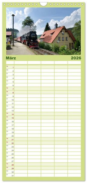 Produktbild: Familienplaner 2026 - Schmalspurbahnen in Sachsen Anhalt mit 5 Spalten (Wandkalender, 21 x 45 cm) CALVENDO