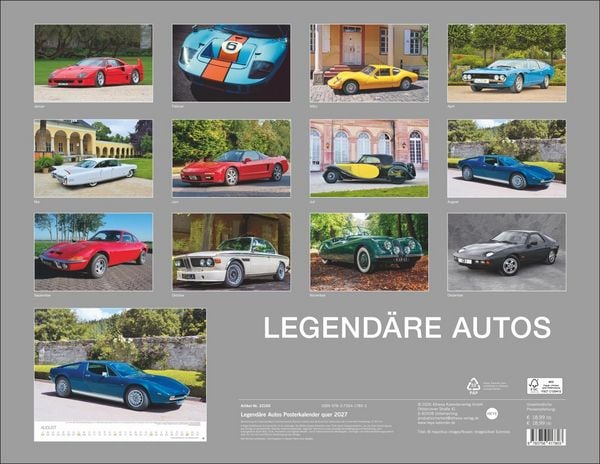 Produktbild: Legend&auml;re Autos Posterkalender 2027