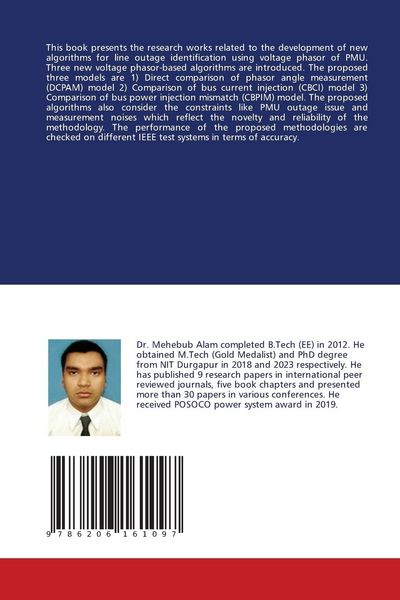 Produktbild: Novel Voltage Phasor Based Algorithms for Line Outage Identification
