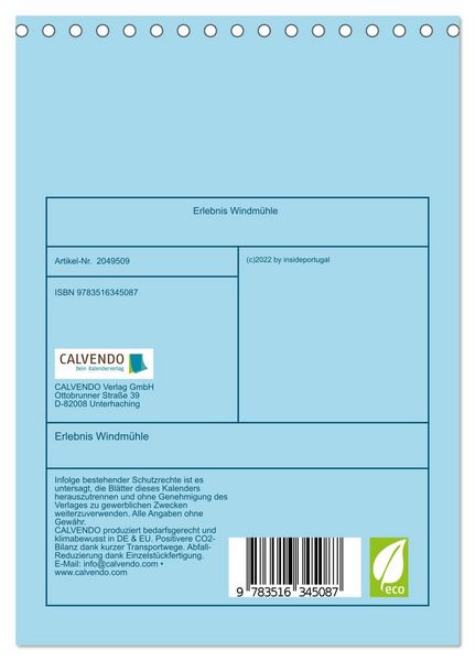 Produktbild: Erlebnis Windm&uuml;hle (Tischkalender 2026 DIN A5 hoch), CALVENDO Monatskalender