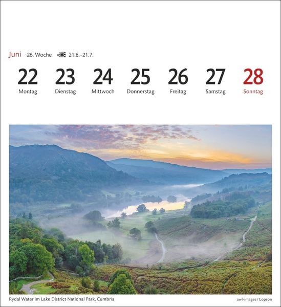 England Sehnsuchtskalender 2026 - Wochenkalender mit 53