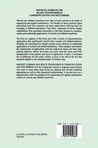 Produktbild: Wavelet, Subband and Block Transforms in Communications and Multimedia