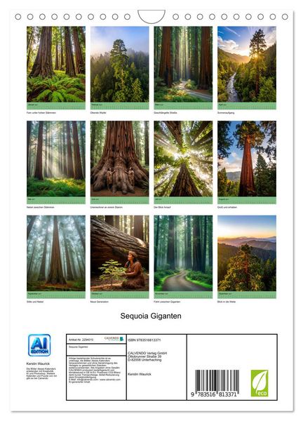Produktbild: Sequoia Giganten (Wandkalender 2027 DIN A4 hoch), CALVENDO Monatskalender