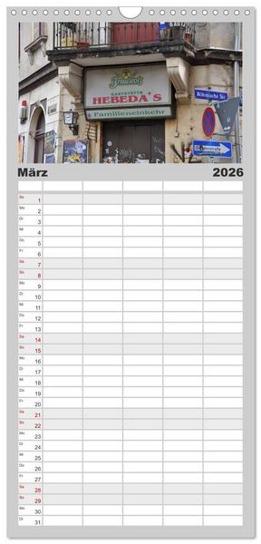 Produktbild: Familienplaner 2026 - Dresdens Neustadt mit 5 Spalten (Wandkalender, 21 x 45 cm) CALVENDO