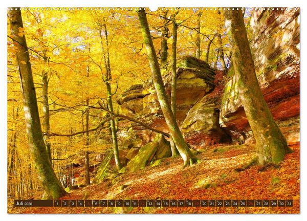 Produktbild: Der Altschlossfelsen - Gr&ouml;&szlig;te Felsformation der Pfalz im herbstlichen Farbspiel (Wandkalender 2026 DIN A2 quer), CALVENDO Monatskalender