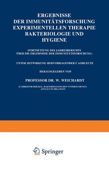 Produktbild: Ergebnisse der Immunit&auml;tsforschung Experimentellen Therapie Bakteriologie und Hygiene