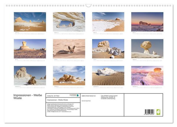 Produktbild: Impressionen - Wei&szlig;e W&uuml;ste (Wandkalender 2026 DIN A2 quer), CALVENDO Monatskalender