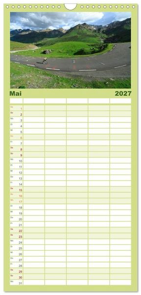 Produktbild: Familienplaner 2027 - Pyren&auml;enp&auml;sse mit dem Rennrad 2027 mit 5 Spalten (Wandkalender, 21 x 45 cm) CALVENDO
