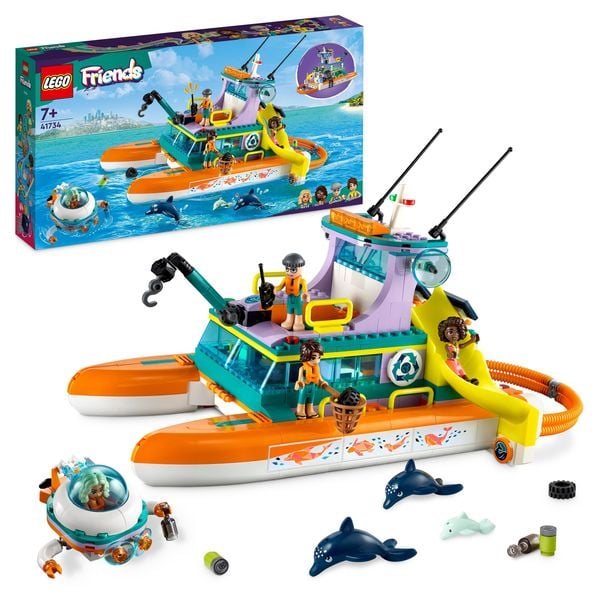 LEGO Friends 41734 Seerettungsboot Set, Spielzeug mit Tieren für Kinder