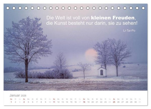 Produktbild: Zauberhafte Spr&uuml;che - Bunte Seelenbl&uuml;ten (Tischkalender 2026 DIN A5 quer), CALVENDO Monatskalender