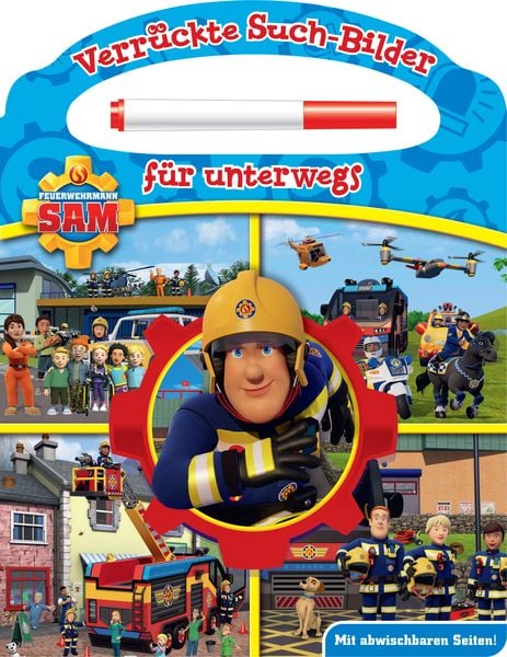 Produktbild: Feuerwehrmann Sam - Verr&uuml;ckte Such-Bilder f&uuml;r unterwegs - Wimmelbuch - Pappbilderbuch mit Stift und abwischbaren Seiten ab 3 Jahren