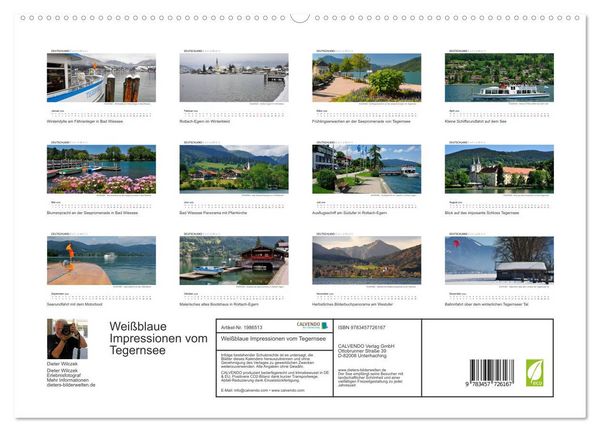 Produktbild: Wei&szlig;blaue Impressionen vom Tegernsee (hochwertiger Premium Wandkalender 2026 DIN A2 quer), Kunstdruck in Hochglanz