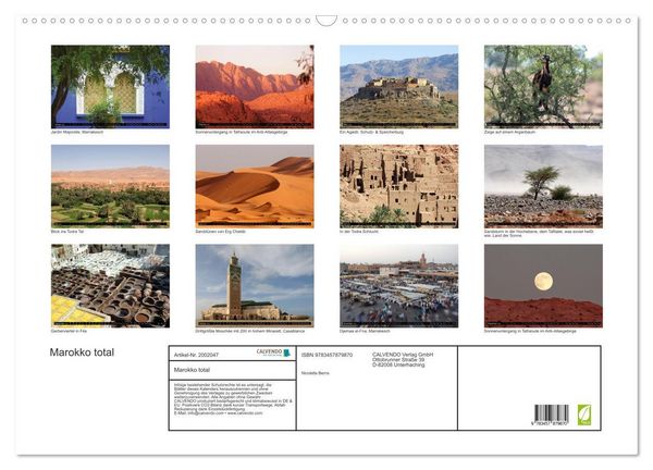 Produktbild: Marokko total (Wandkalender 2026 DIN A2 quer), CALVENDO Monatskalender