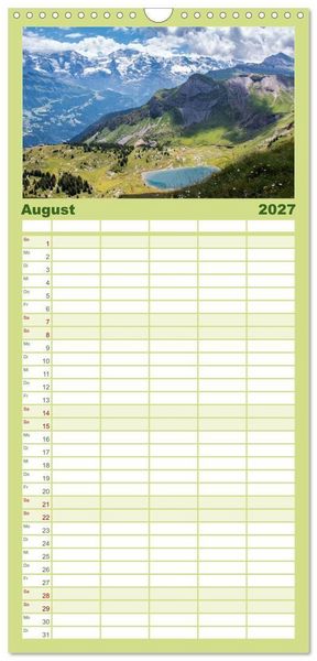 Produktbild: Familienplaner 2027 - Berner Oberland - Bergwelten mit 5 Spalten (Wandkalender, 21 x 45 cm) CALVENDO