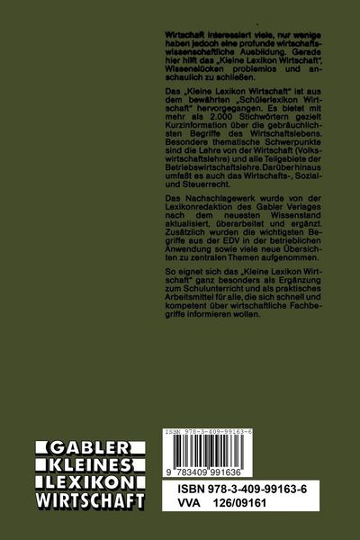 Produktbild: Gabler Kleines Lexikon Wirtschaft