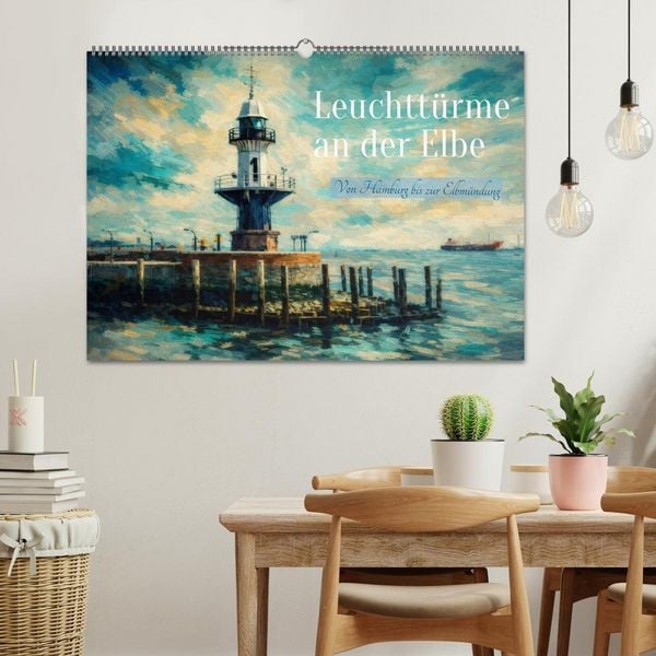 Produktbild: Leuchtt&uuml;rme an der Elbe - von Hamburg bis zur Elbm&uuml;ndung (Wandkalender 2027 DIN A2 quer), CALVENDO Monatskalender