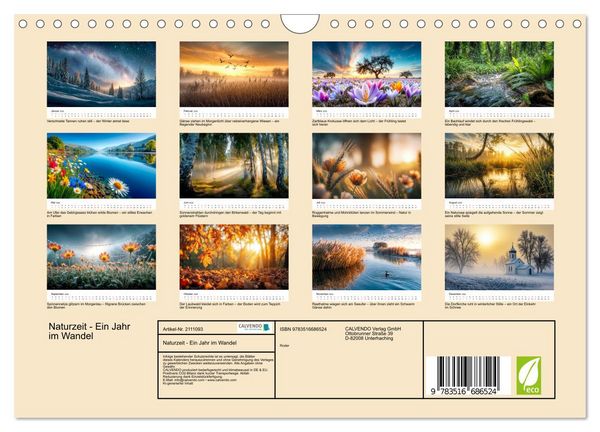 Produktbild: Naturzeit - Ein Jahr im Wandel (Wandkalender 2026 DIN A4 quer), CALVENDO Monatskalender