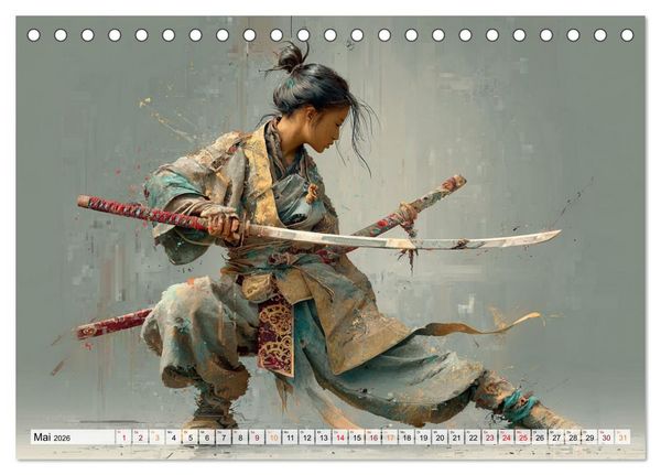 Produktbild: Die Seele des Schwertes &ndash; Samurai im Bild (Tischkalender 2026 DIN A5 quer), CALVENDO Monatskalender